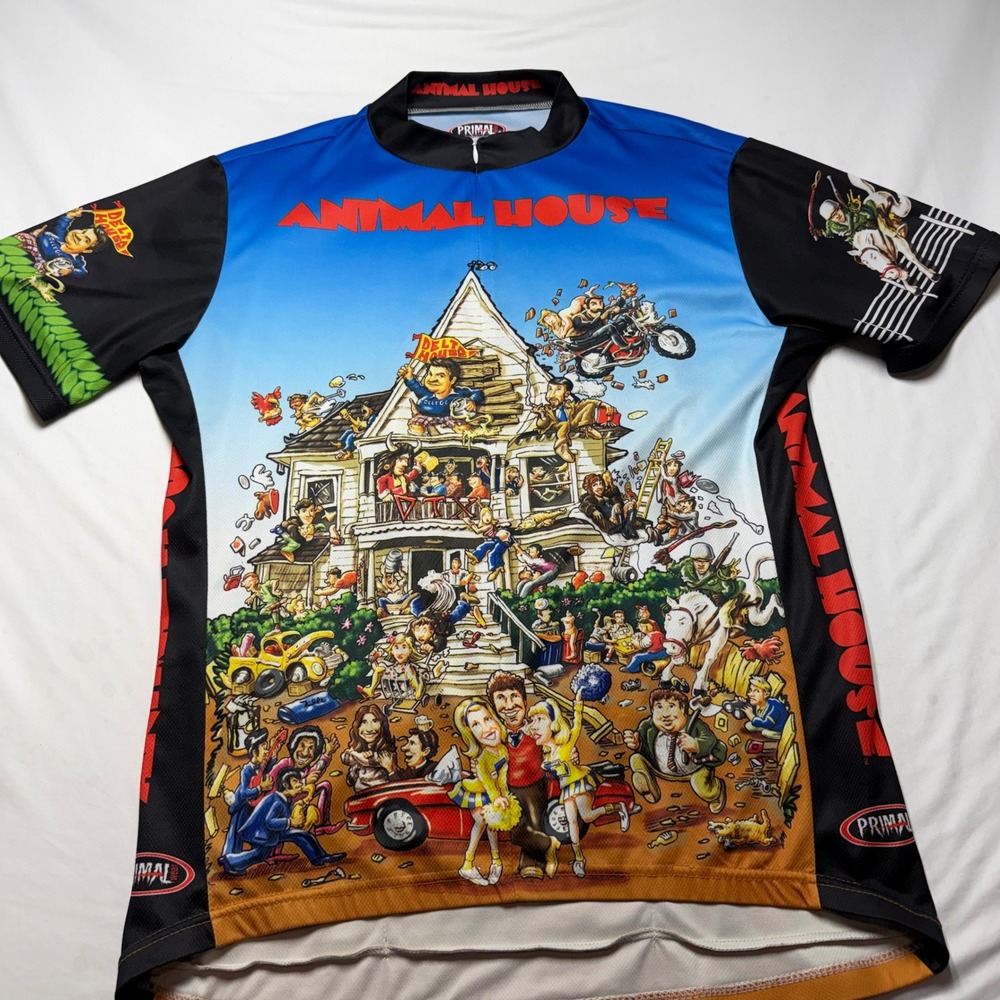 Primal Wear Animal House Cycling Jersey Mens XL Movie Graphic Delta House Zip Up